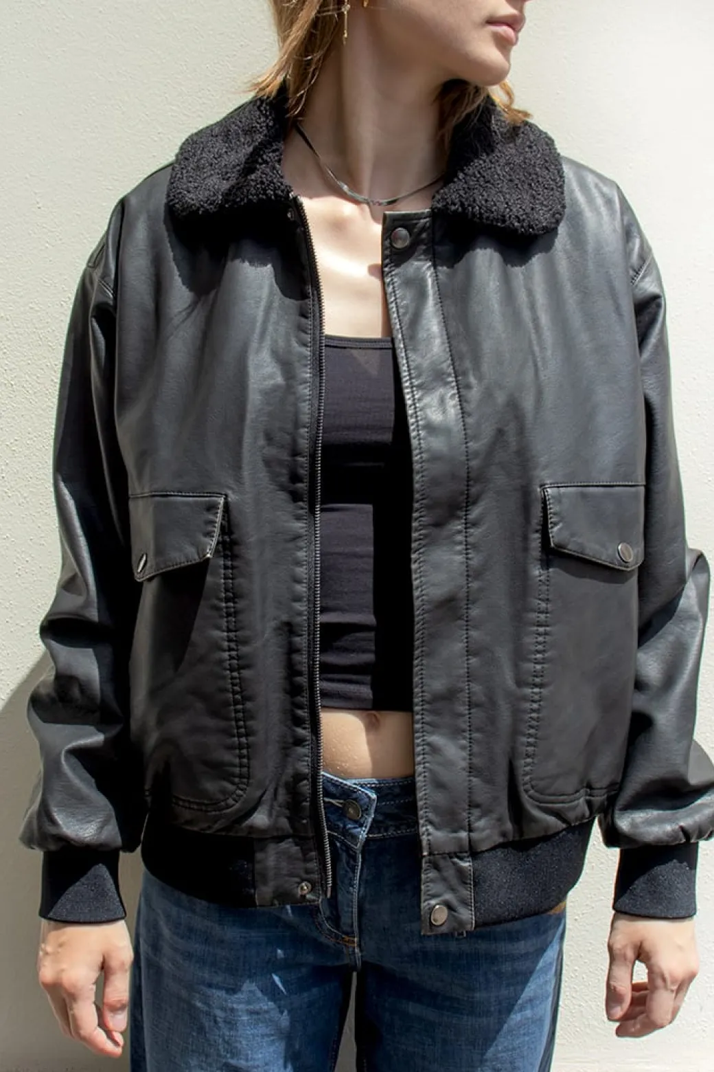 Chaqueta bomber poli piel