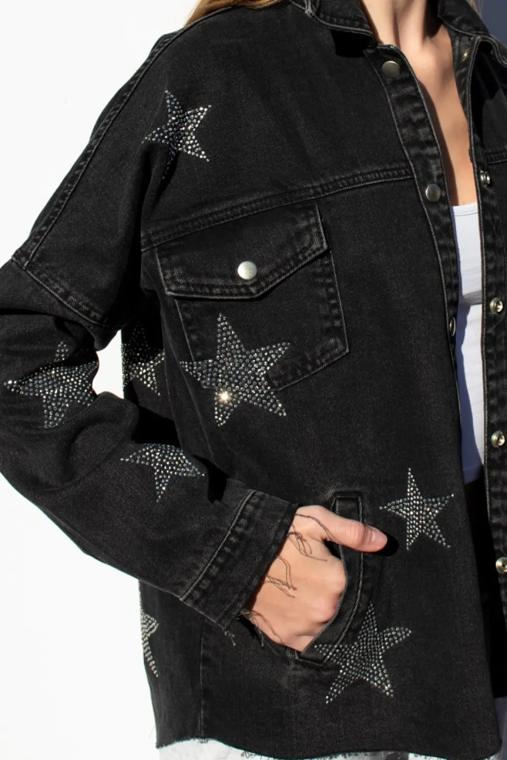 Chaqueta oversize estrellas strass