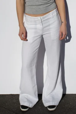 Pantalones low waist in lino
