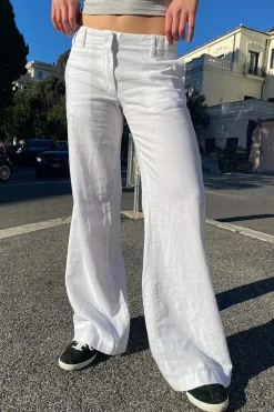 Pantalones low waist in lino